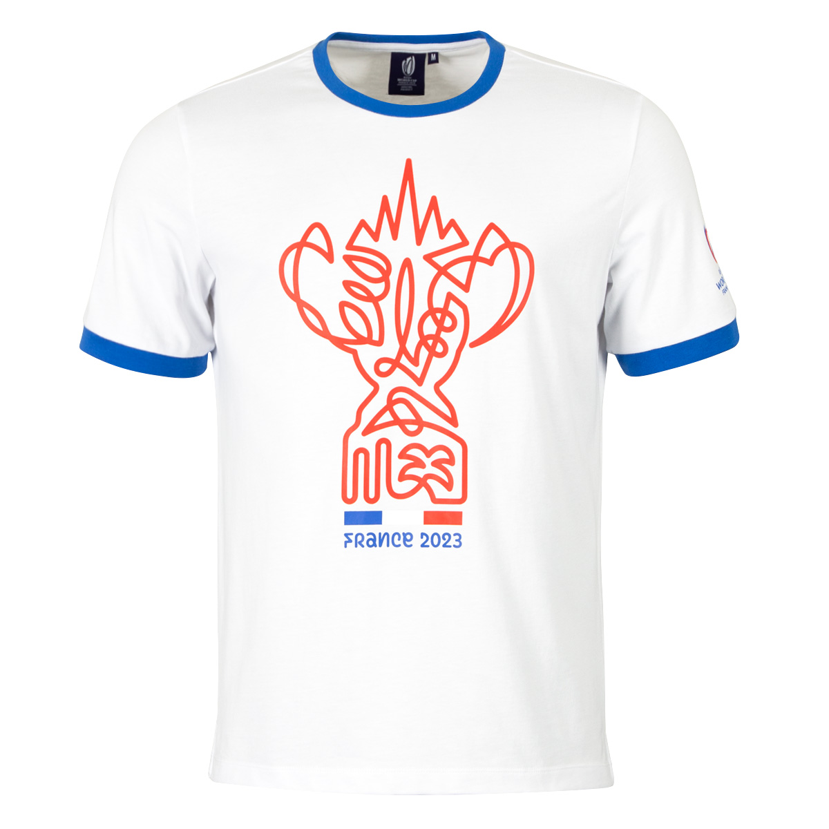 Rugby World Cup 2023 Macron Mens Cup T-Shirt - White - Front Rugby World Cup 2023 Macron Mens Cup T-Shirt - White - Front