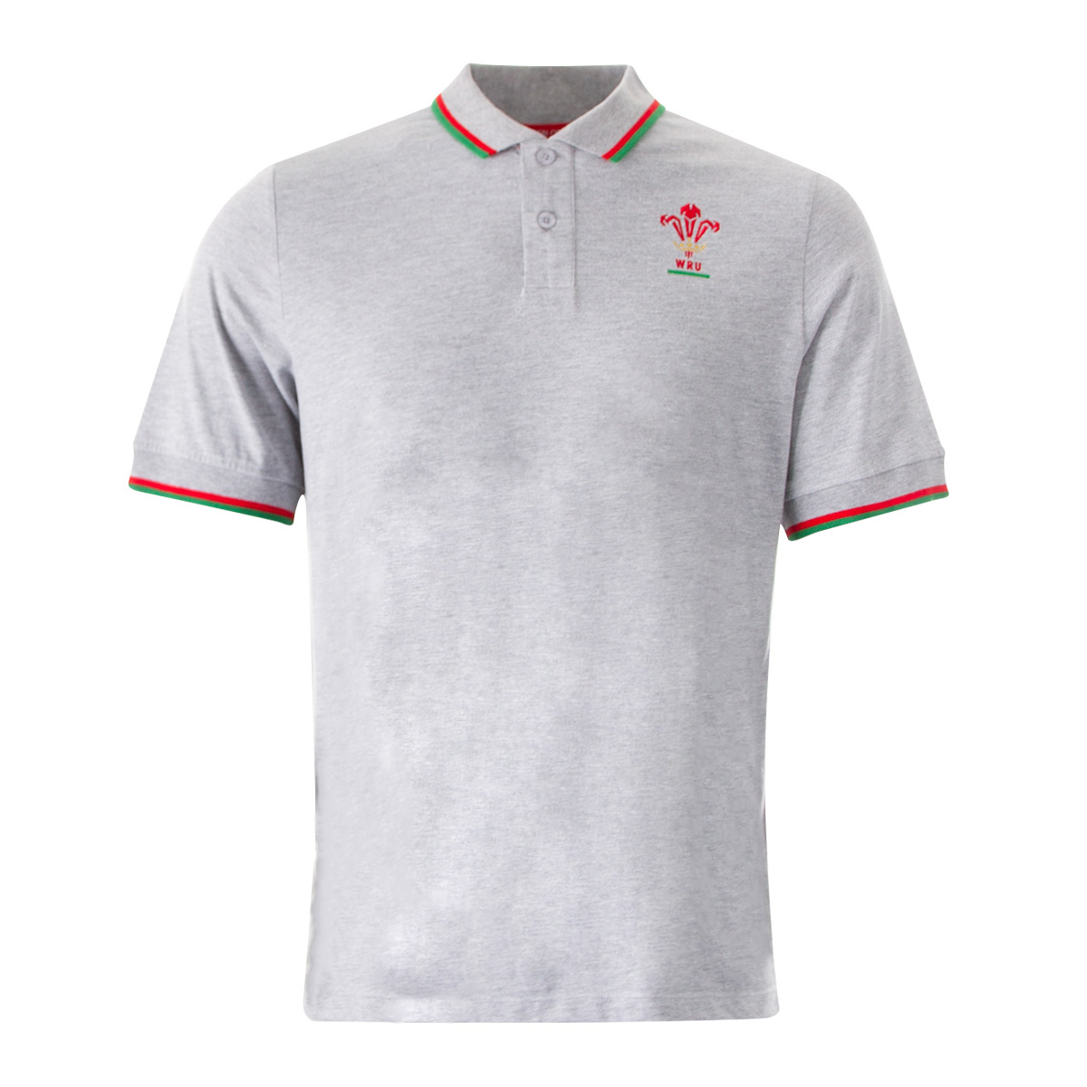 Macron Wales Mens Polycotton Polo - Grey - Front Macron Wales Mens Polycotton Polo - Grey - Front