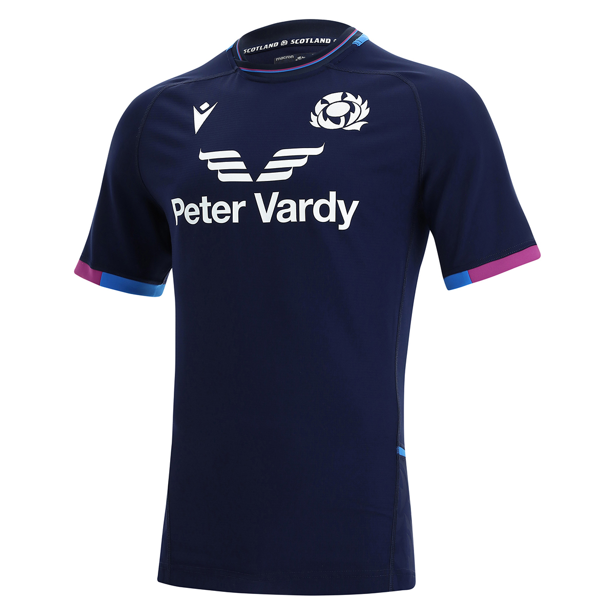 Macron Scotland Mens Bodyfit Home Rugby Shirt - Short Sleeve - F Macron Scotland Mens Bodyfit Home Rugby Shirt - Short Sleeve - F