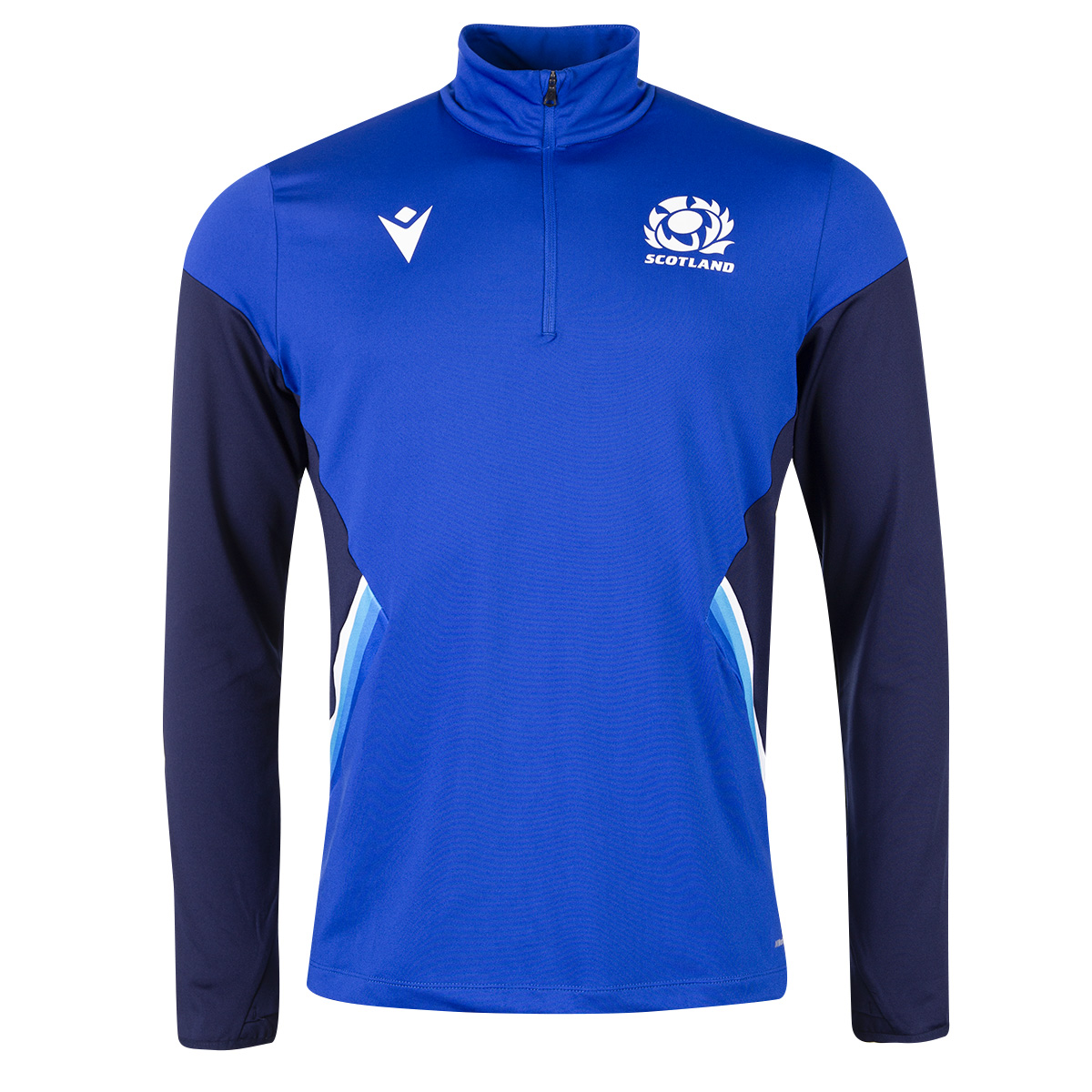 Scotland Mens Travel 1/4 Zip Softshell Top - Royal 2023 - Front Scotland Mens Travel 1/4 Zip Softshell Top - Royal 2023 - Front