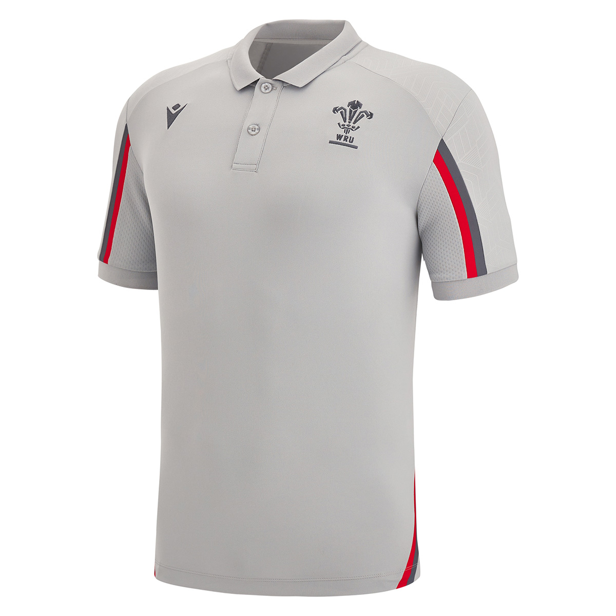 Wales Mens Travel Tech Polo - Grey 2023 - Front Wales Mens Travel Tech Polo - Grey 2023 - Front
