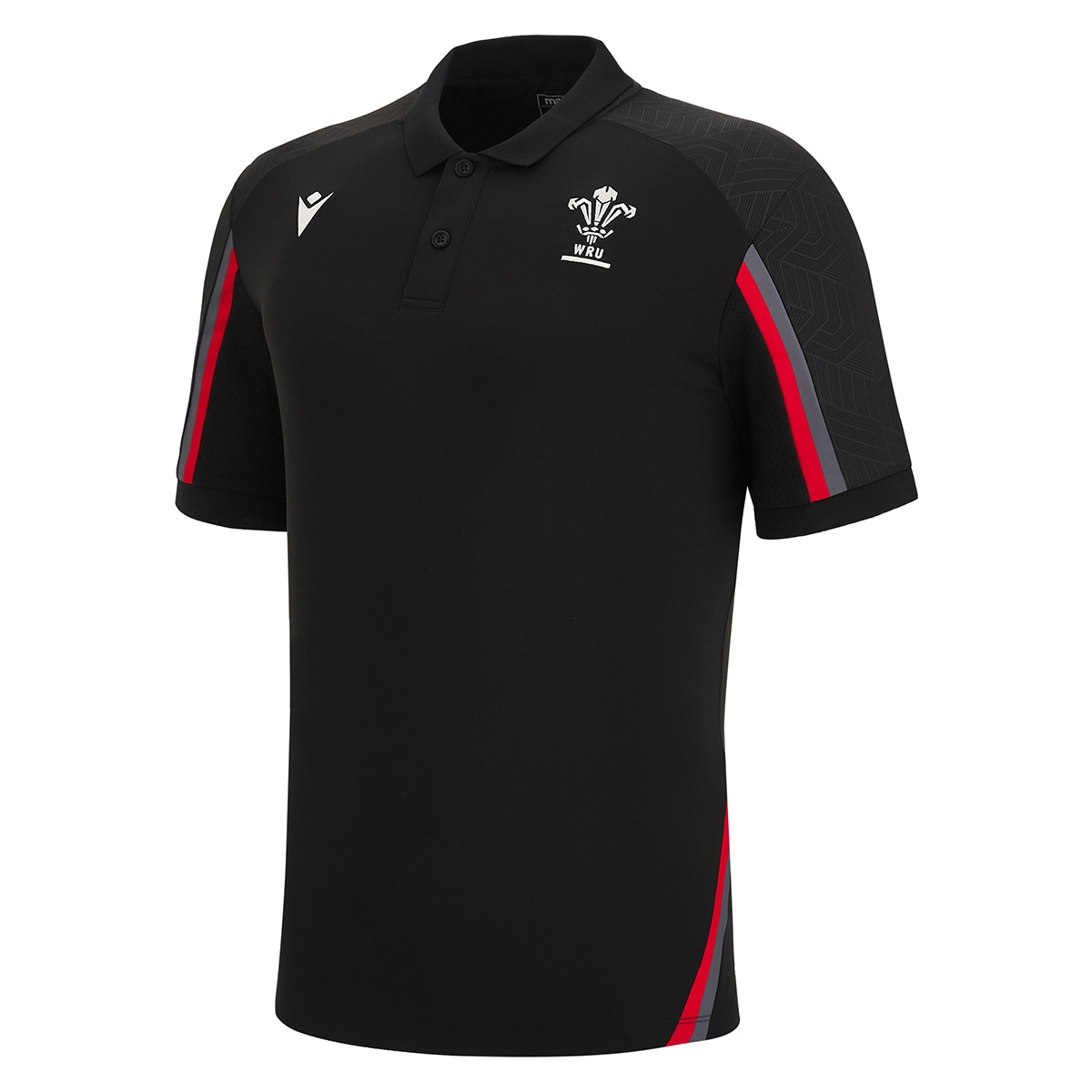 Wales Mens Travel Tech Polo - Black 2023 - Front Wales Mens Travel Tech Polo - Black 2023 - Front
