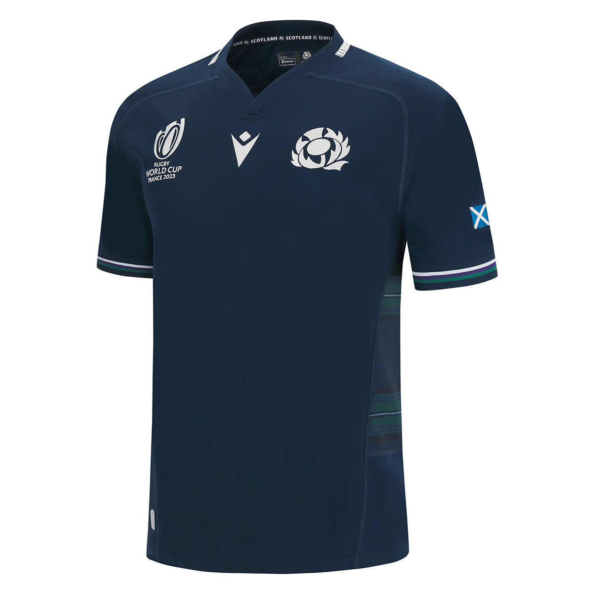 Scotland Mens Rugby World Cup 2023 Home Rugby Shirt - Front Scotland Mens Rugby World Cup 2023 Home Rugby Shirt - Front