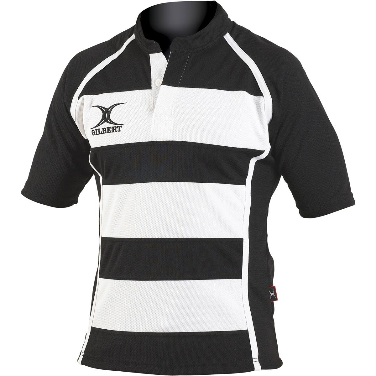 Gilbert Teamwear Xact Hooped Match Shirt Black/White - Front Gilbert Teamwear Xact Hooped Match Shirt Black/White - Front
