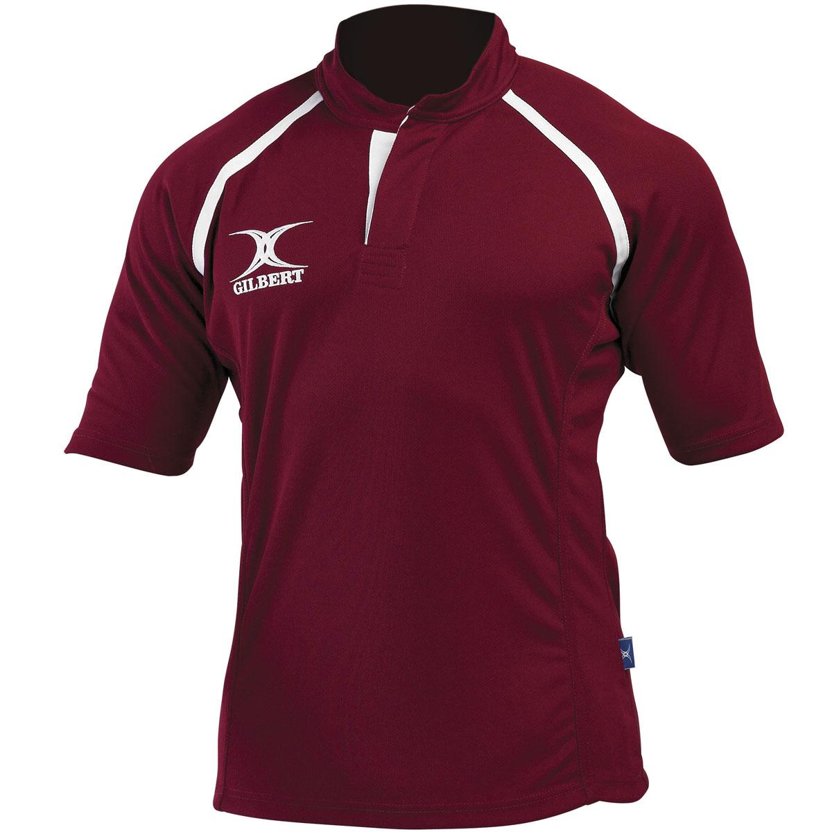 Gilbert Teamwear Xact Plain Match Shirt Maroon - Front Gilbert Teamwear Xact Plain Match Shirt Maroon - Front