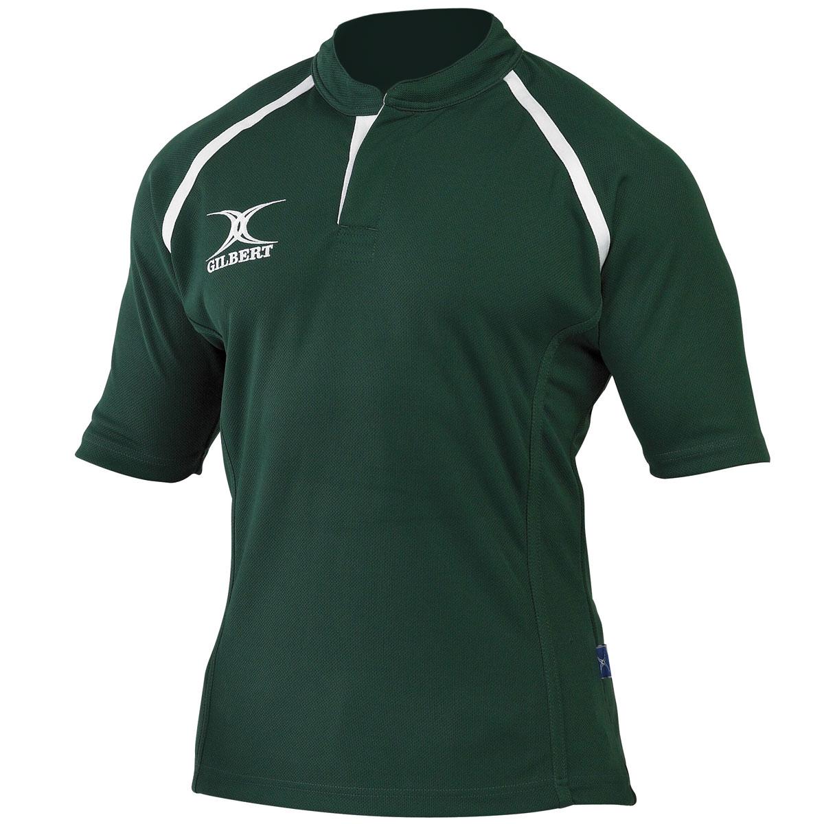 Gilbert Teamwear Xact Plain Match Shirt Green Kids - Front Gilbert Teamwear Xact Plain Match Shirt Green Kids - Front