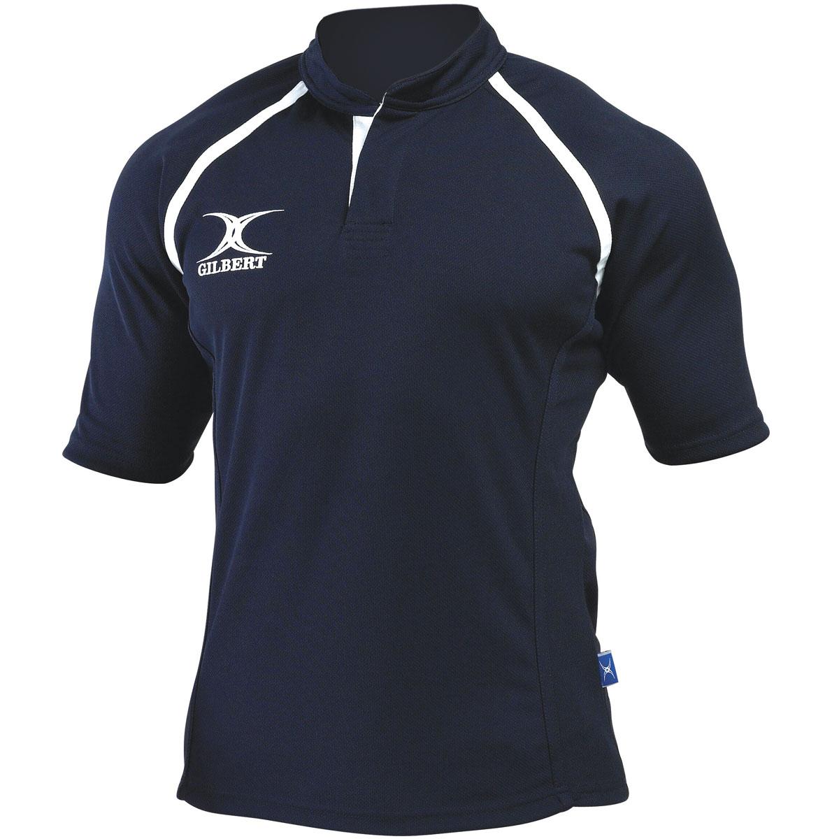 Gilbert Teamwear Xact Plain Match Shirt Navy Kids - Front Gilbert Teamwear Xact Plain Match Shirt Navy Kids - Front