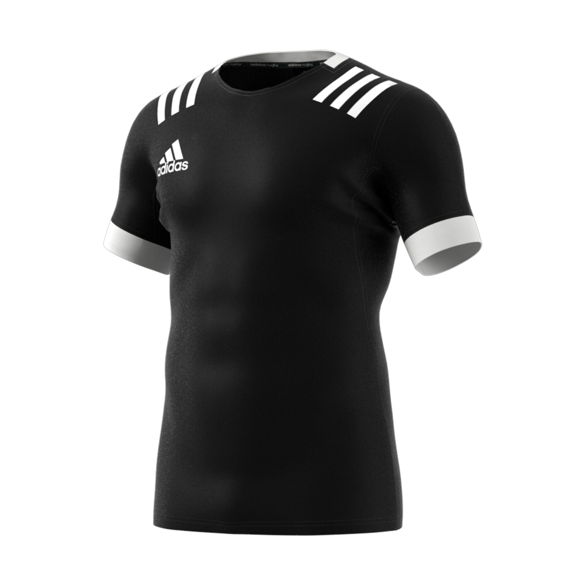 adidas 3S Rugby Match Shirt Black Kids - Front adidas 3S Rugby Match Shirt Black Kids - Front