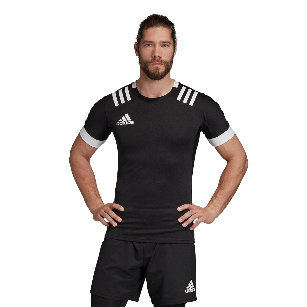 adidas 3S Rugby Match Shirt Black - Model 1 adidas 3S Rugby Match Shirt Black - Model 1