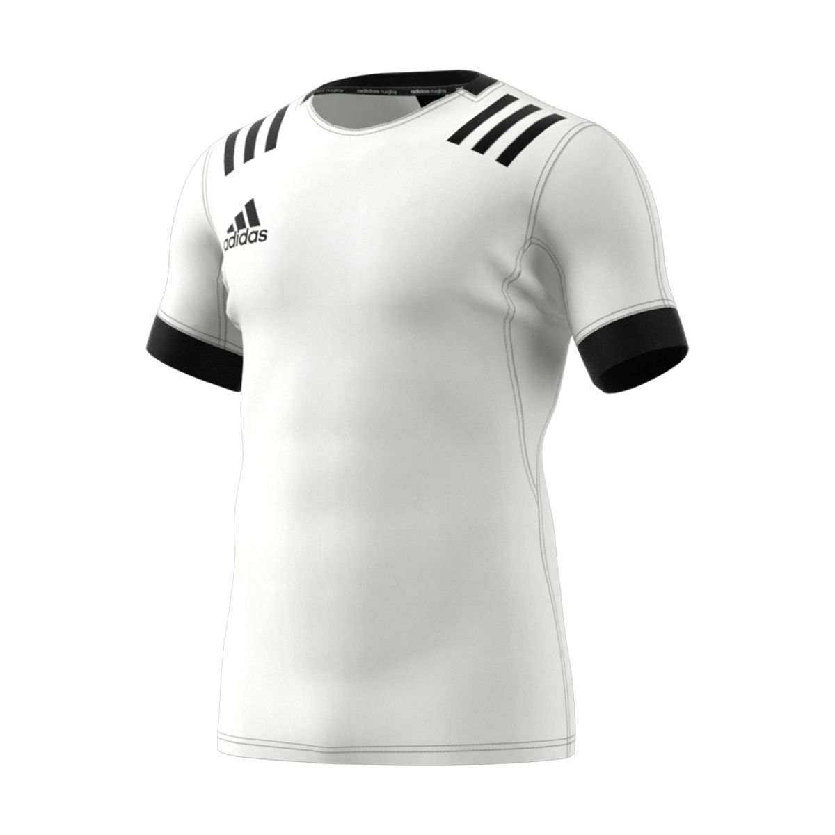 adidas 3S Rugby Match Shirt White - Front adidas 3S Rugby Match Shirt White - Front