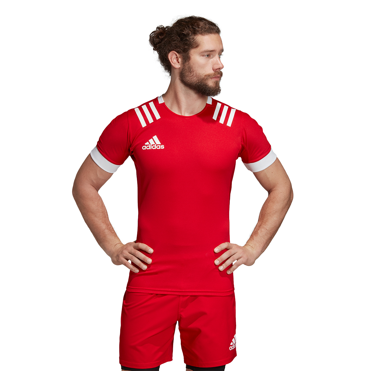 adidas 3S Rugby Match Shirt Red - Model 1 adidas 3S Rugby Match Shirt Red - Model 1