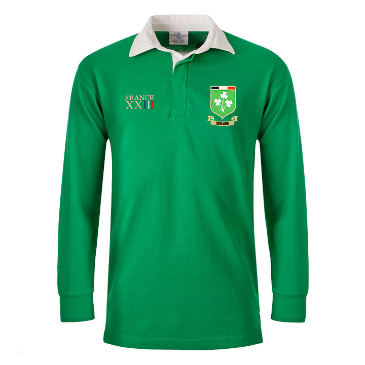 Ireland Mens World Cup Classic Rugby Shirt - Bright Green - Fron Ireland Mens World Cup Classic Rugby Shirt - Bright Green - Fron
