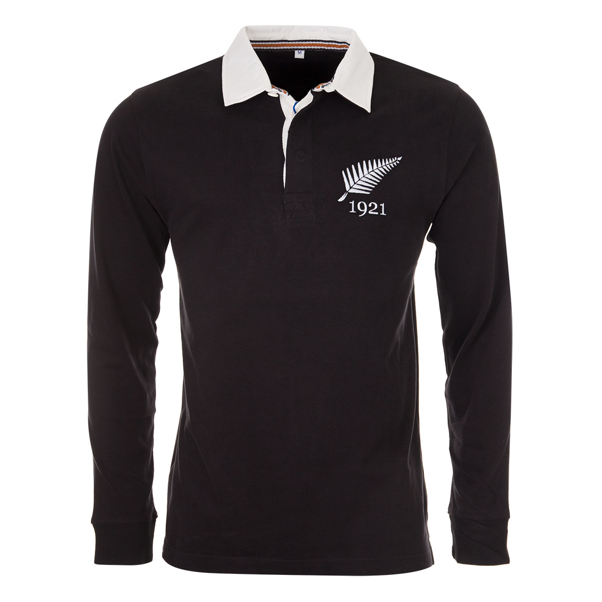 Mens New Zealand 1921 Vintage Rugby Shirt - Jet Black - Front Mens New Zealand 1921 Vintage Rugby Shirt - Jet Black - Front