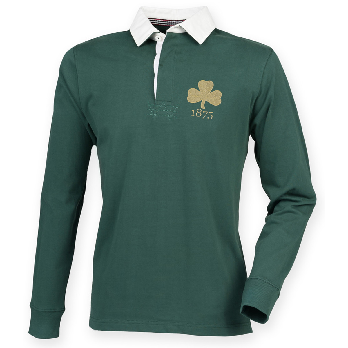 Mens Ireland 1875 Heavyweight Rugby Shirt - Long Sleeved - Front Mens Ireland 1875 Heavyweight Rugby Shirt - Long Sleeved - Front