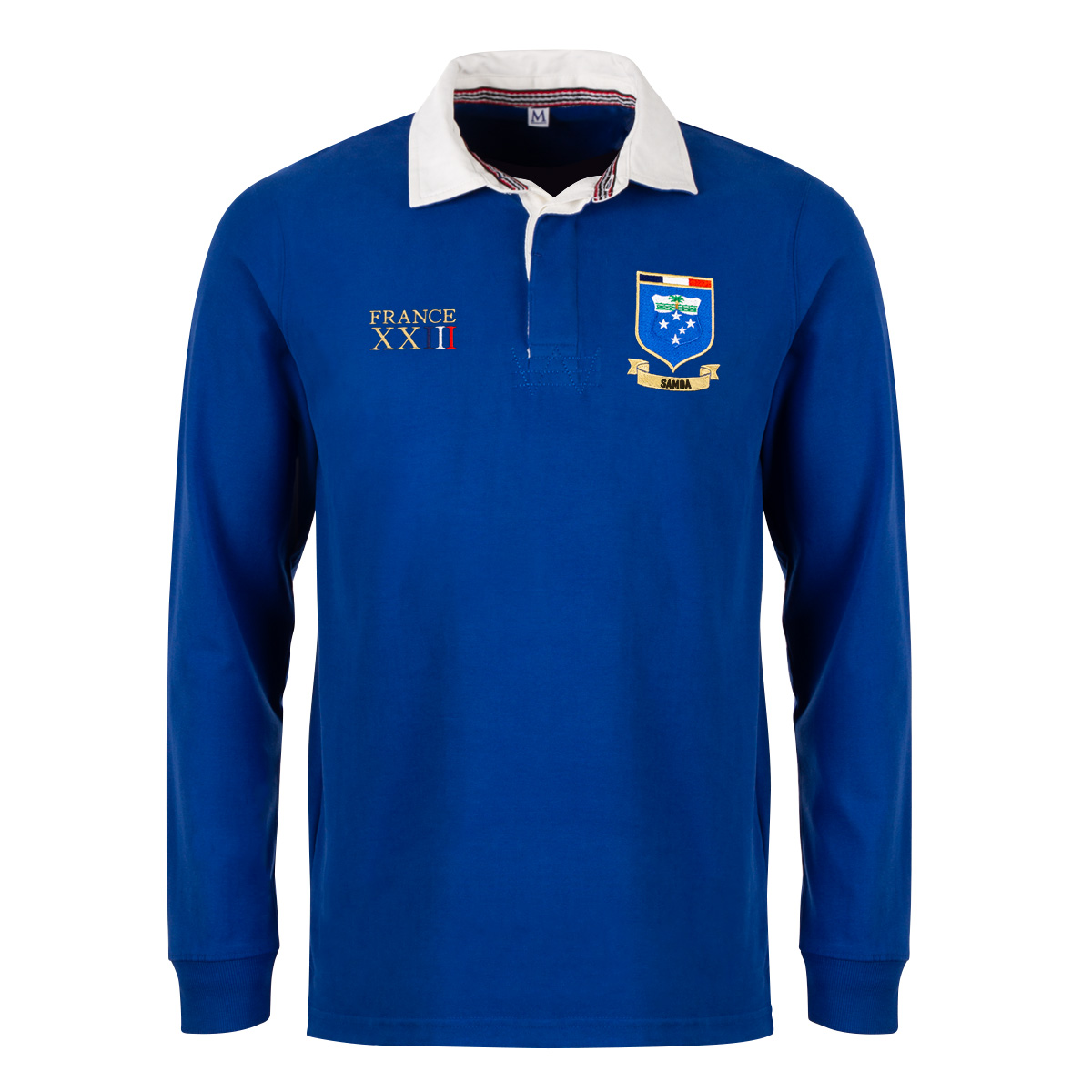 Samoa Mens World Cup Heavyweight Rugby Shirt - Royal - Front Samoa Mens World Cup Heavyweight Rugby Shirt - Royal - Front