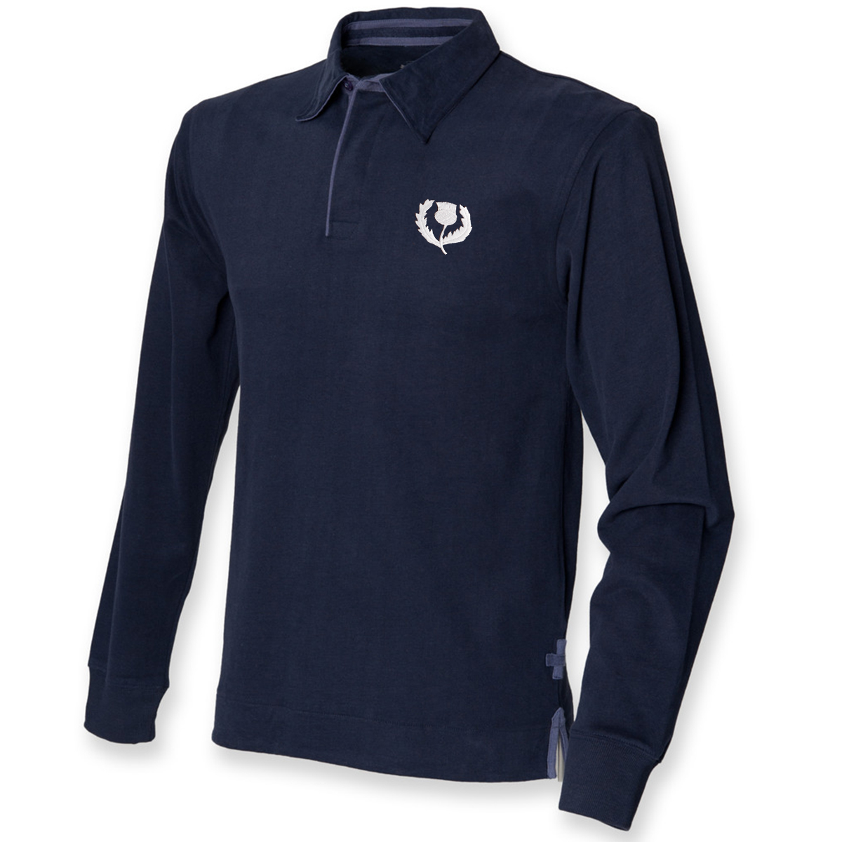 Scotland Supersoft L/S Rugby Shirt Navy - Front Scotland Supersoft L/S Rugby Shirt Navy - Front