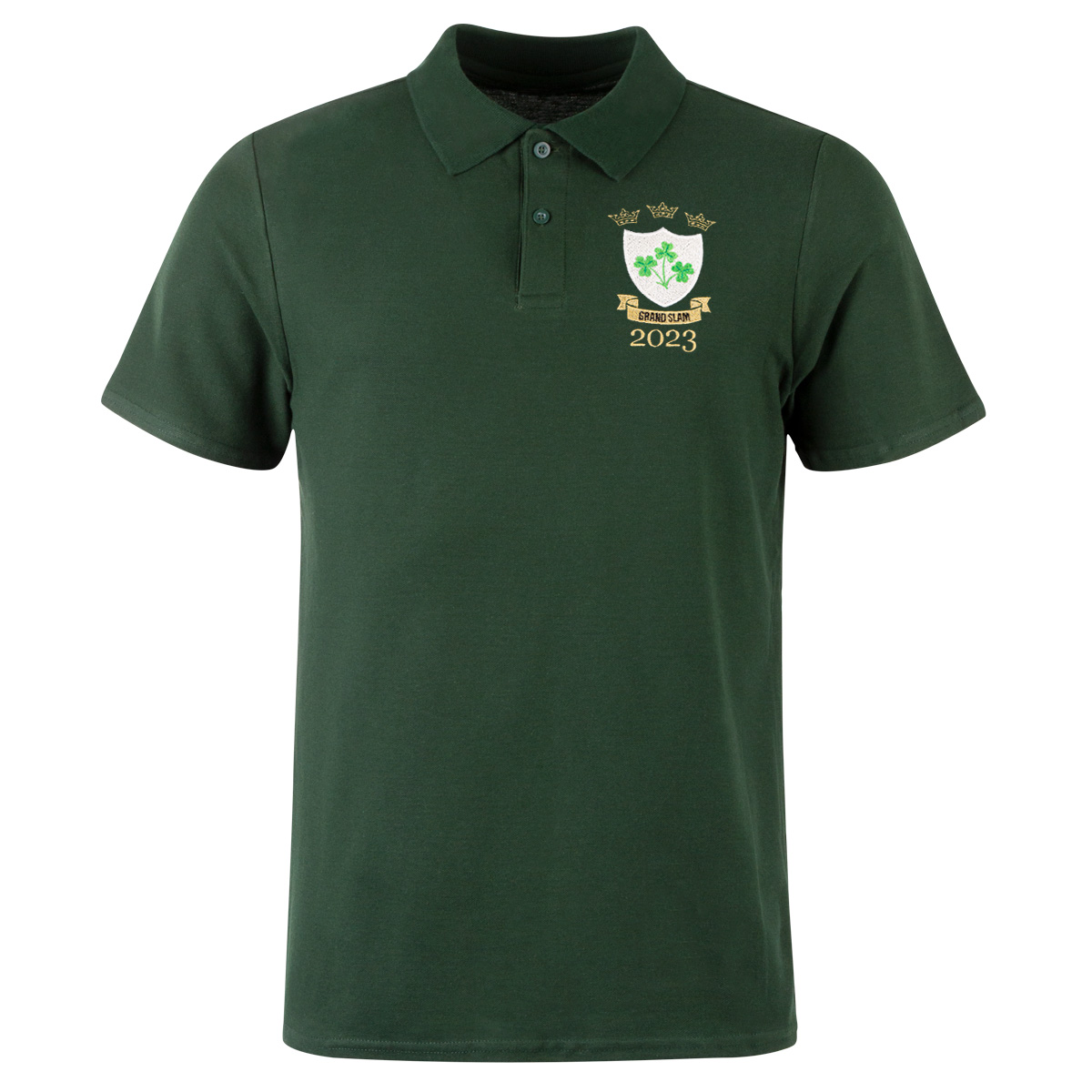 Ireland Mens Grand Slam 2023 Classic Polo Shirt - Bottle Green - Ireland Mens Grand Slam 2023 Classic Polo Shirt - Bottle Green -