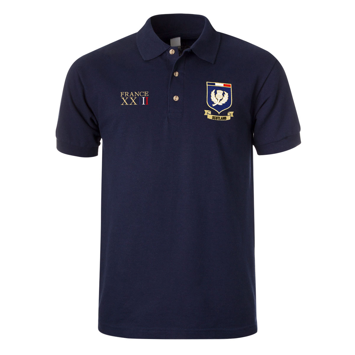 Scotland Mens World Cup Classic Polo Shirt - Navy - Front Scotland Mens World Cup Classic Polo Shirt - Navy - Front