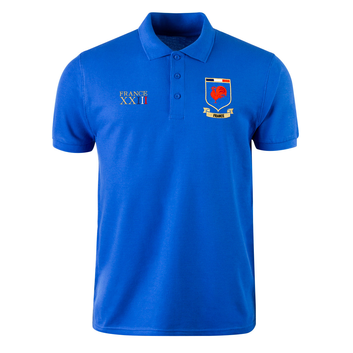 France Mens World Cup Classic Polo Shirt - Royal - Front France Mens World Cup Classic Polo Shirt - Royal - Front