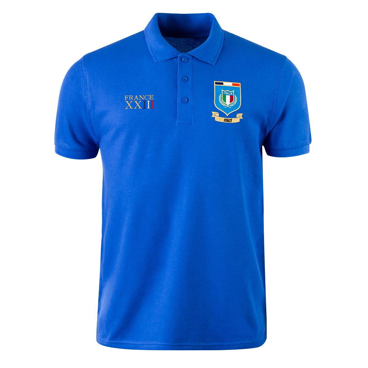Italy Mens World Cup Classic Polo Shirt - Royal - Front Italy Mens World Cup Classic Polo Shirt - Royal - Front