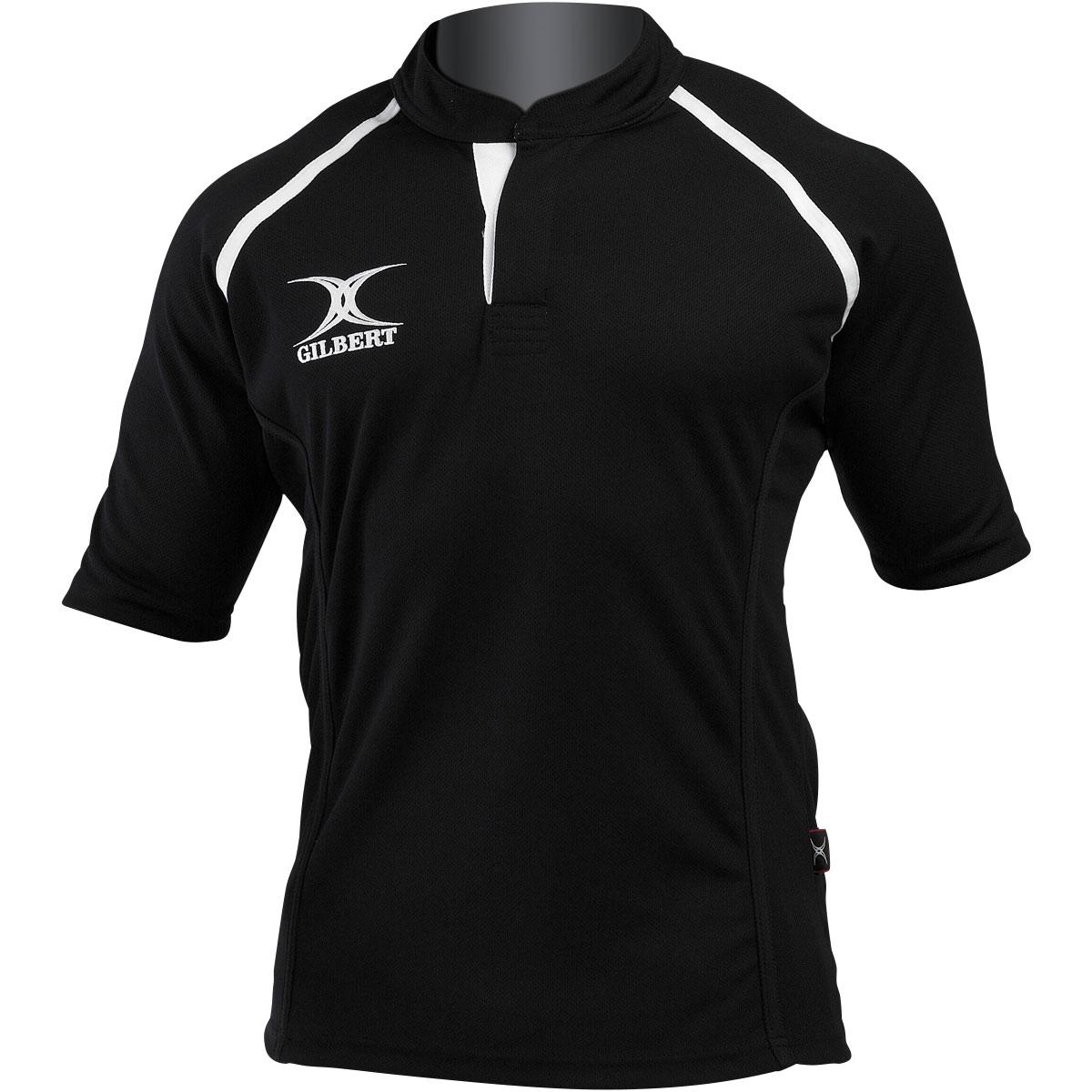 Gilbert Teamwear Xact Plain Match Shirt Black - Front Gilbert Teamwear Xact Plain Match Shirt Black - Front