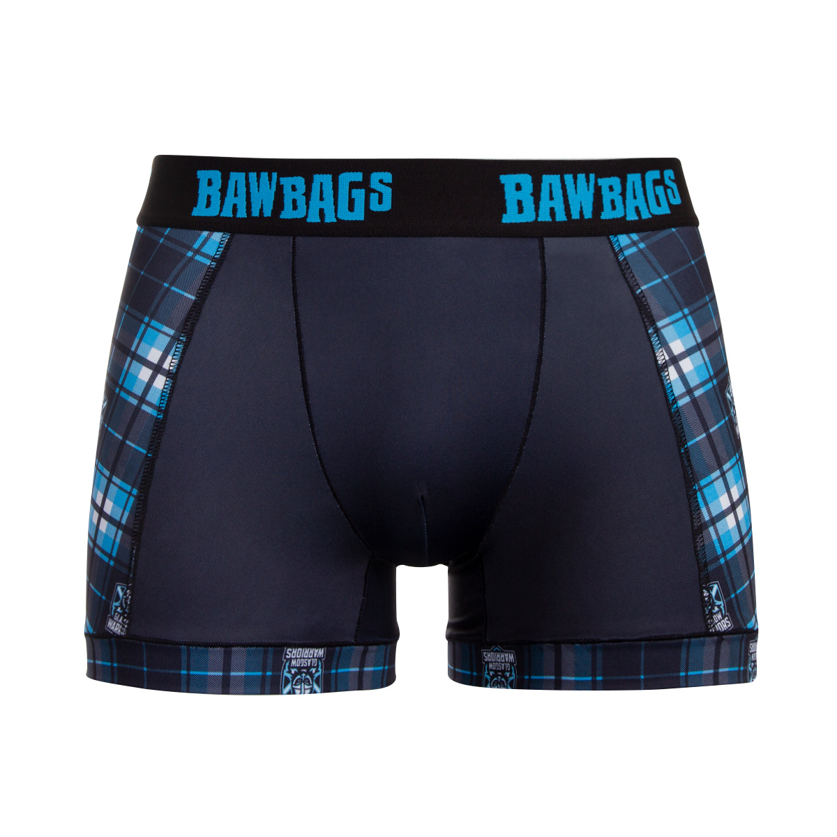 Bawbags Glasgow Warriors Mens Tartan Cool de Sacs Boxers - Black