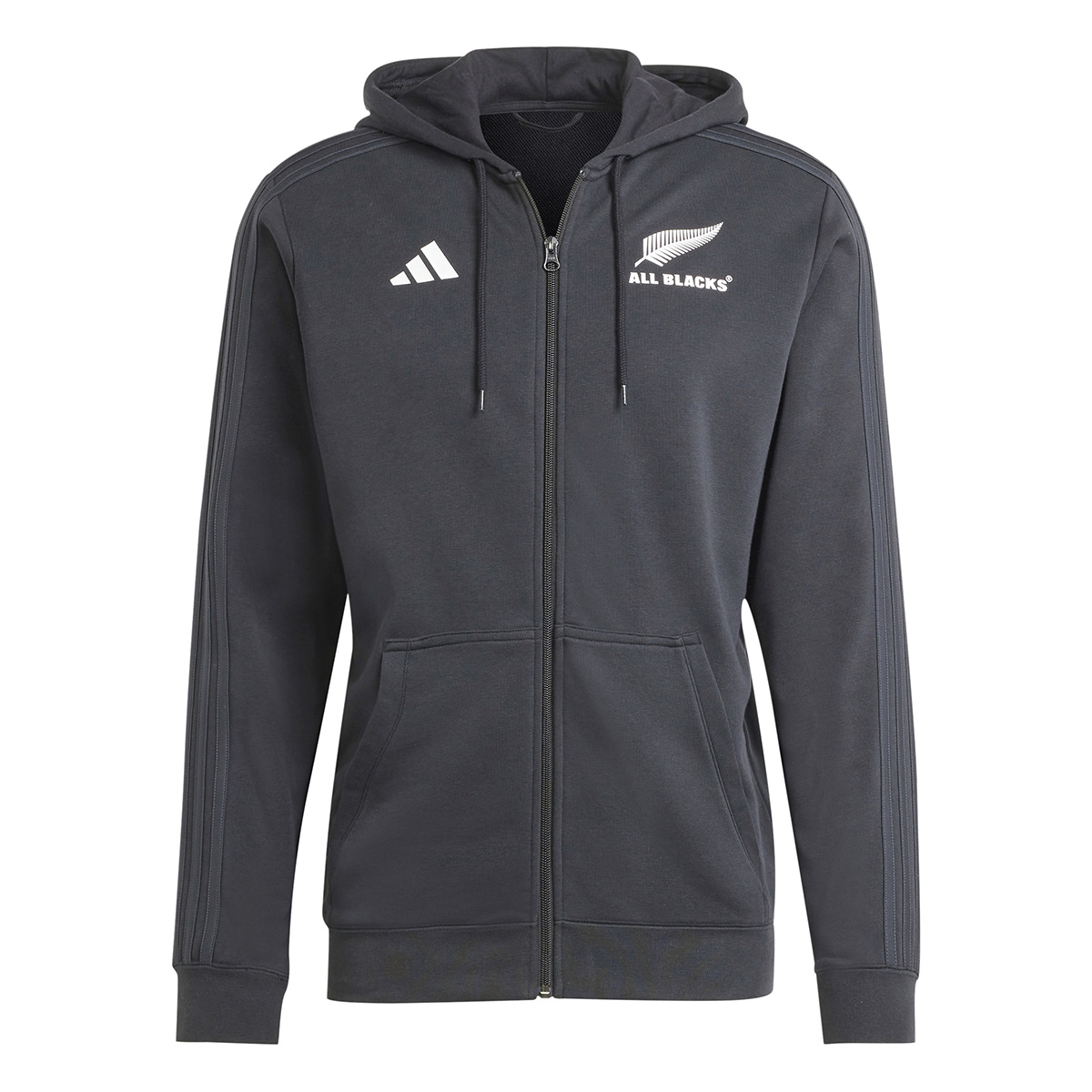 All Blacks Mens 3 Stripe Full Zip Hoodie - Black 2024 - Front
