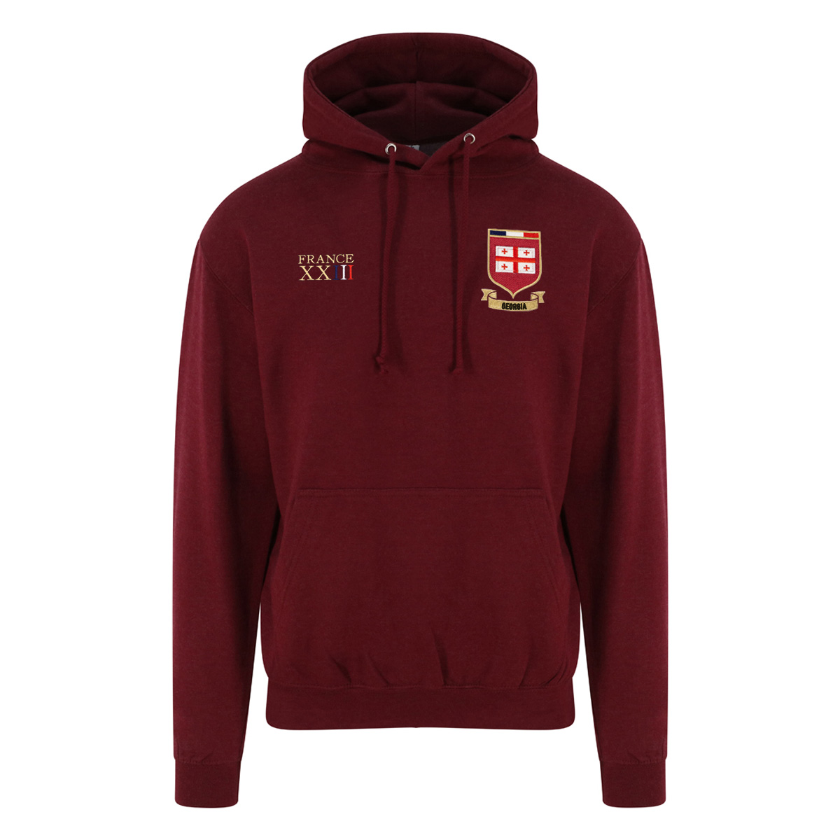Georgia Mens World Cup Classic Hoodie - Burgundy - Front Georgia Mens World Cup Classic Hoodie - Burgundy - Front