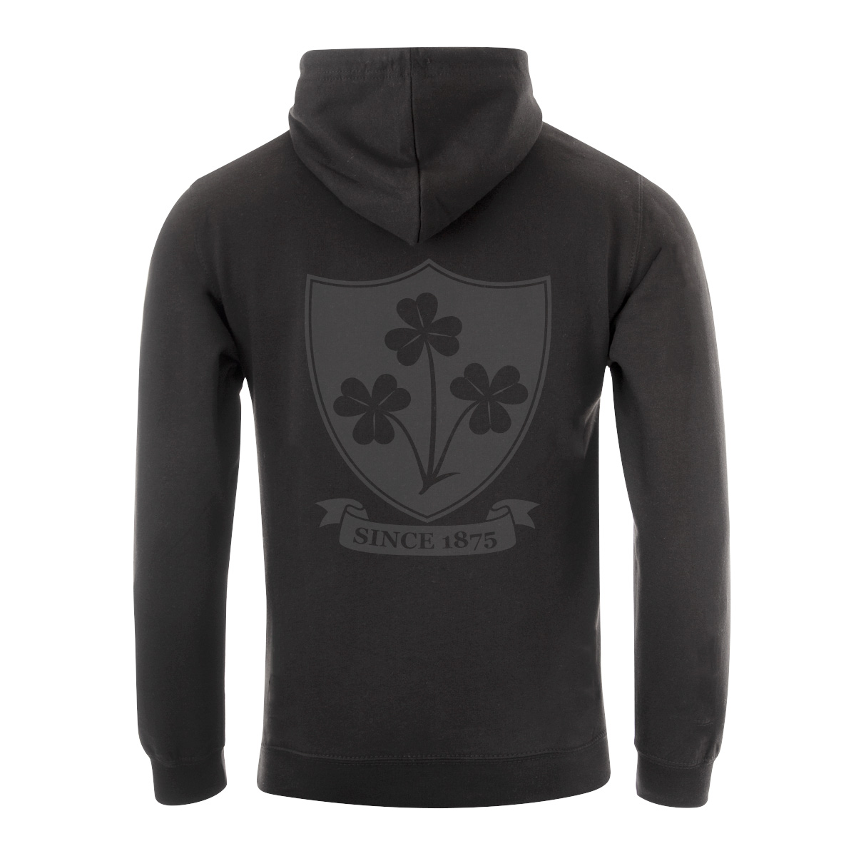 Mens Ireland 1875 Large Logo Pullover Hoodie - Jet Black - Back Mens Ireland 1875 Large Logo Pullover Hoodie - Jet Black - Back