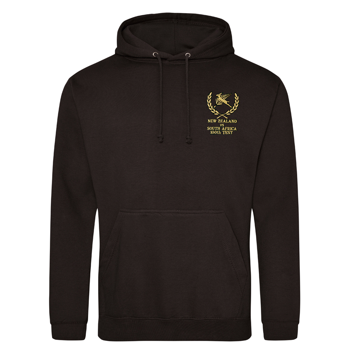 Mens New Zealand 100th Test Hoodie - Jet Black - Front Mens New Zealand 100th Test Hoodie - Jet Black - Front