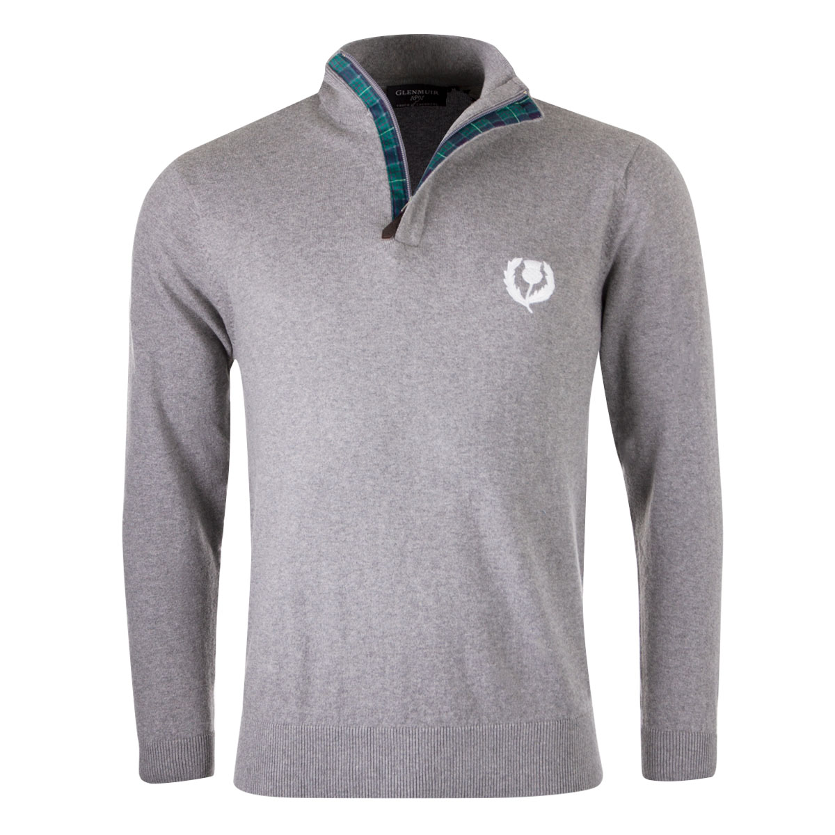 Glenmuir Scotland Mens Zip Neck Jumper – Cashmere Blend Grey - F Glenmuir Scotland Mens Zip Neck Jumper – Cashmere Blend Grey - F
