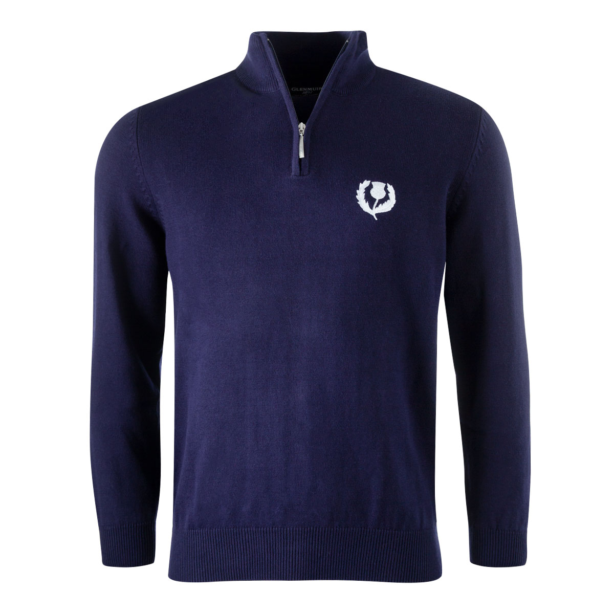 Glenmuir Scotland Mens Zip Neck Jumper – Cashmere Blend Navy - F Glenmuir Scotland Mens Zip Neck Jumper – Cashmere Blend Navy - F