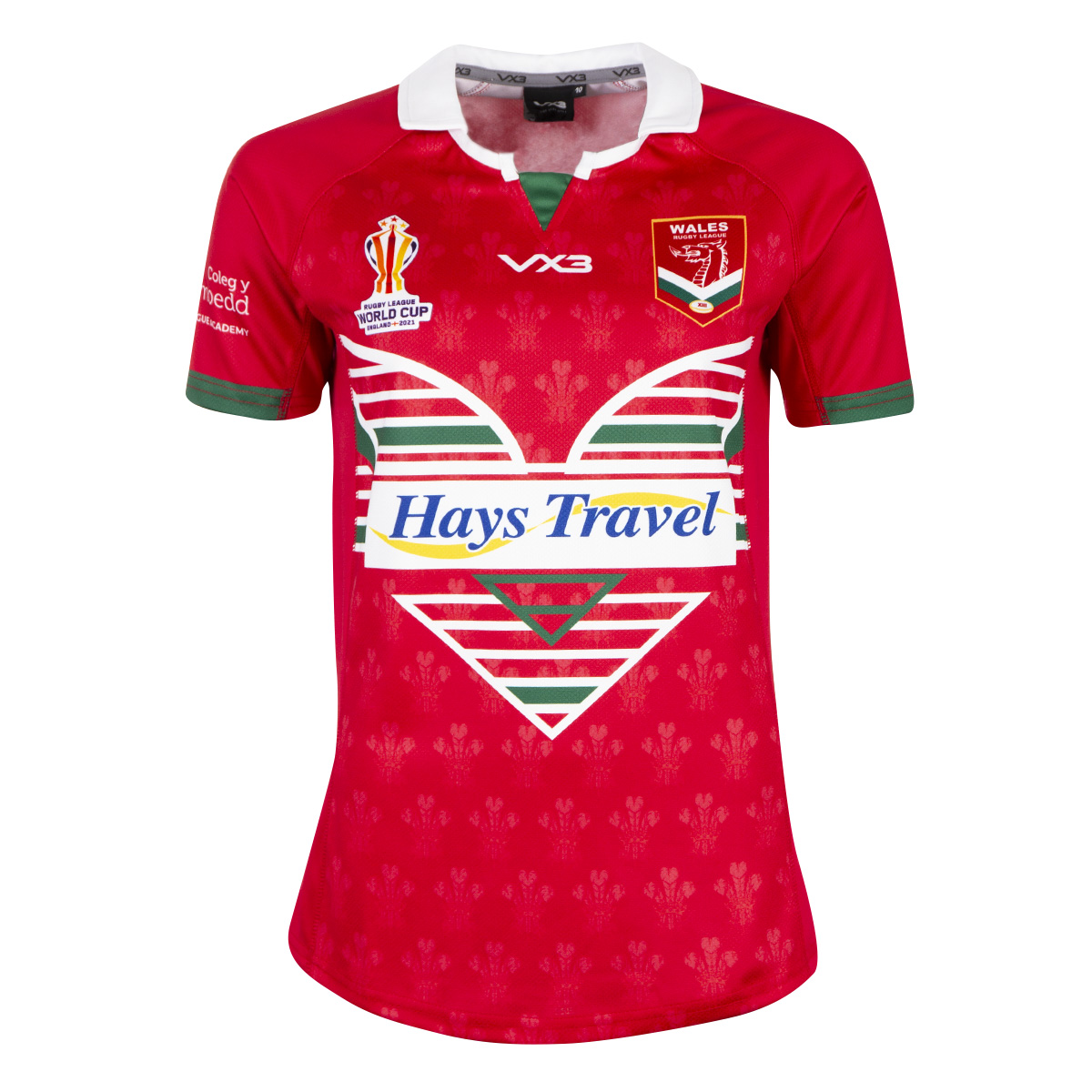 Wales Rugby League World Cup 2023 Womens Home Shirt - Red - Fron Wales Rugby League World Cup 2023 Womens Home Shirt - Red - Fron