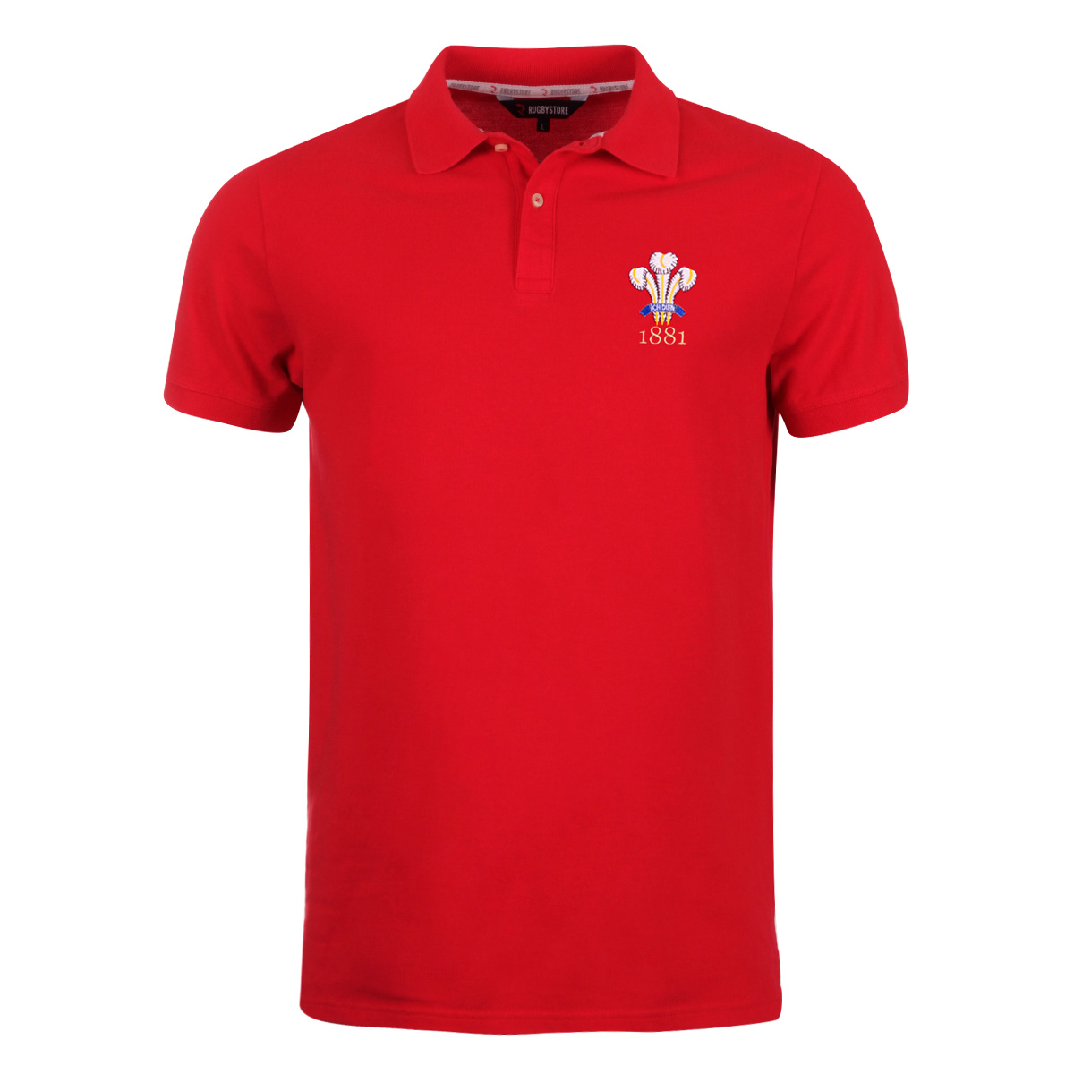 Rugbystore Wales 1881 Mens Polo Shirt - Red - Front Rugbystore Wales 1881 Mens Polo Shirt - Red - Front