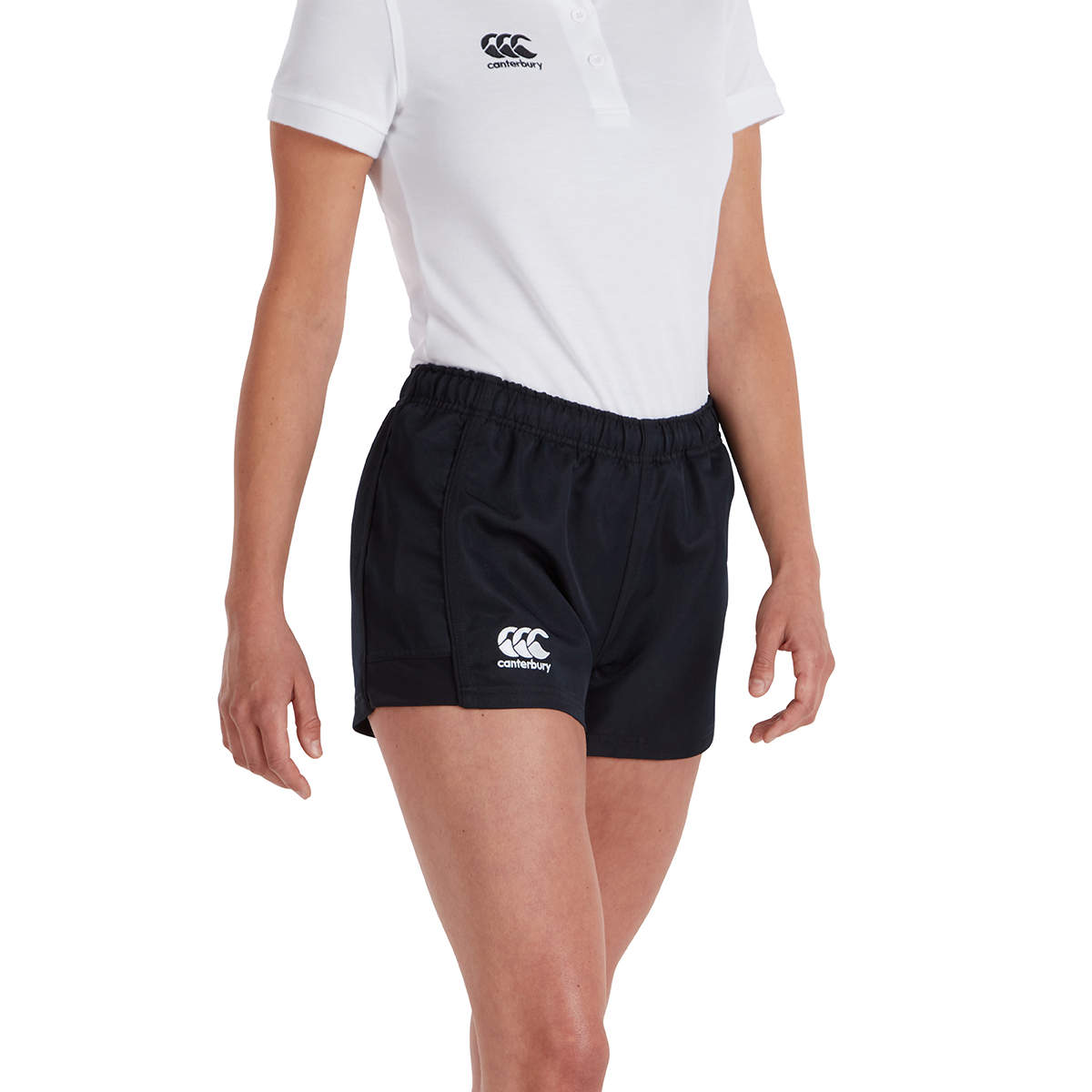 Canterbury Womens Advantage Rugby Match Shorts Black - Front Canterbury Womens Advantage Rugby Match Shorts Black - Front