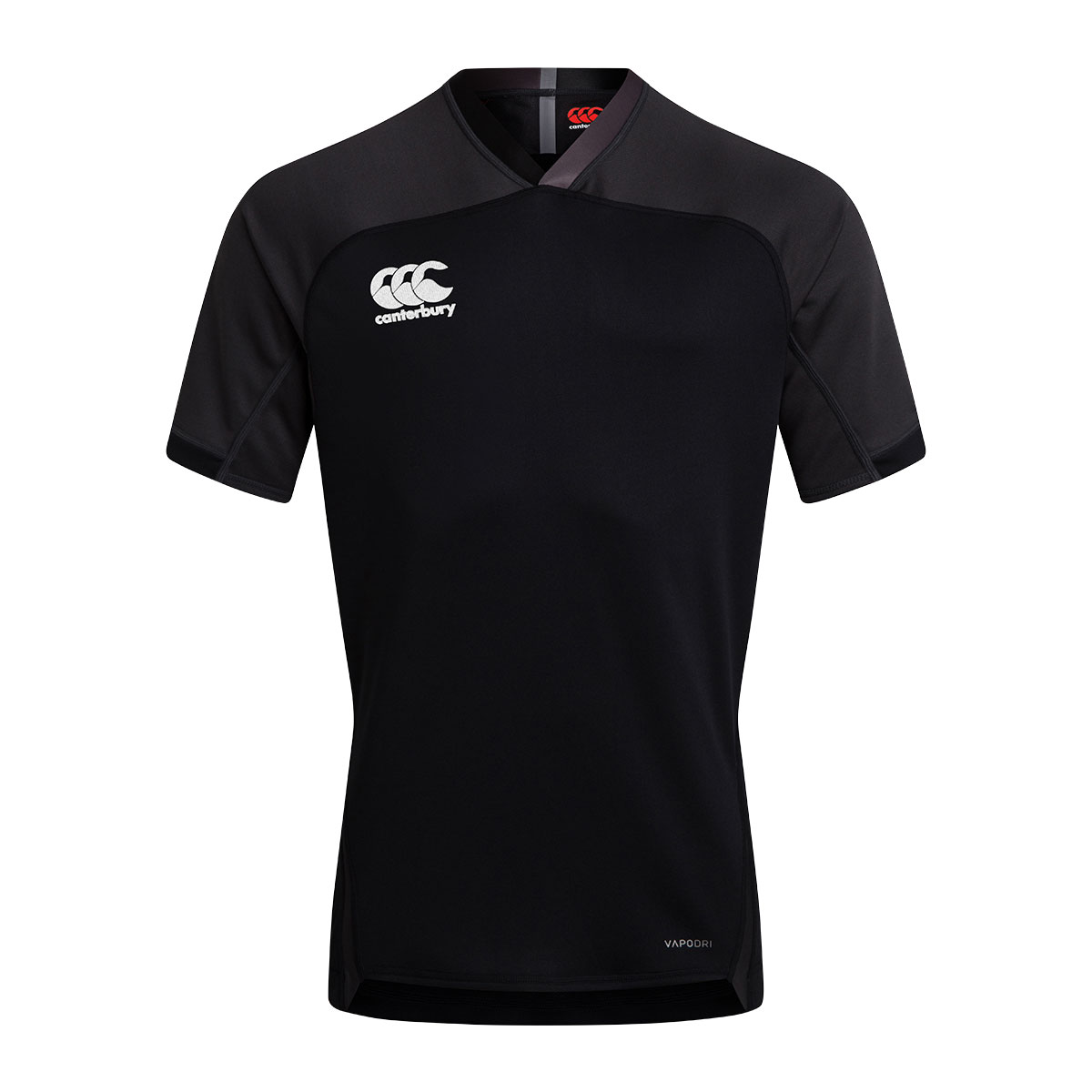 Canterbury Teamwear Plain Evader Rugby Shirt Black - Front Canterbury Teamwear Plain Evader Rugby Shirt Black - Front