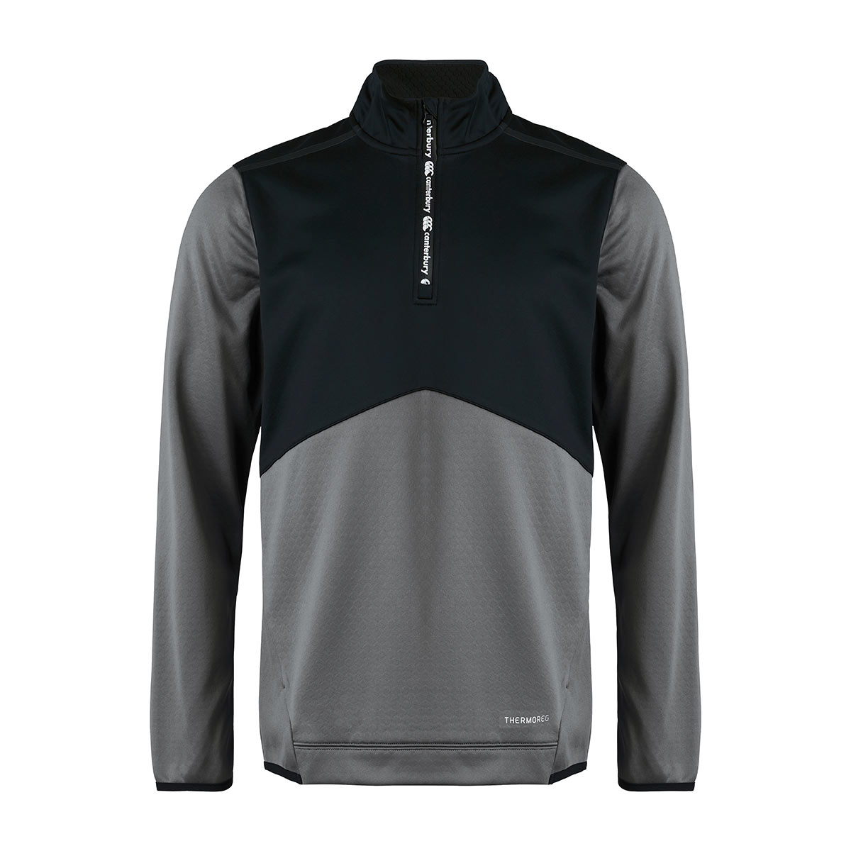 Canterbury Mens Quarter Zip Top - Smoked Pearl - Front Canterbury Mens Quarter Zip Top - Smoked Pearl - Front