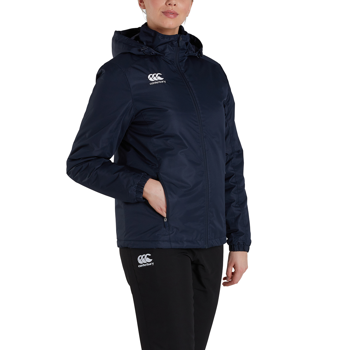 Canterbury Womens Club Vaposhield Stadium Jacket Navy - Model Canterbury Womens Club Vaposhield Stadium Jacket Navy - Model