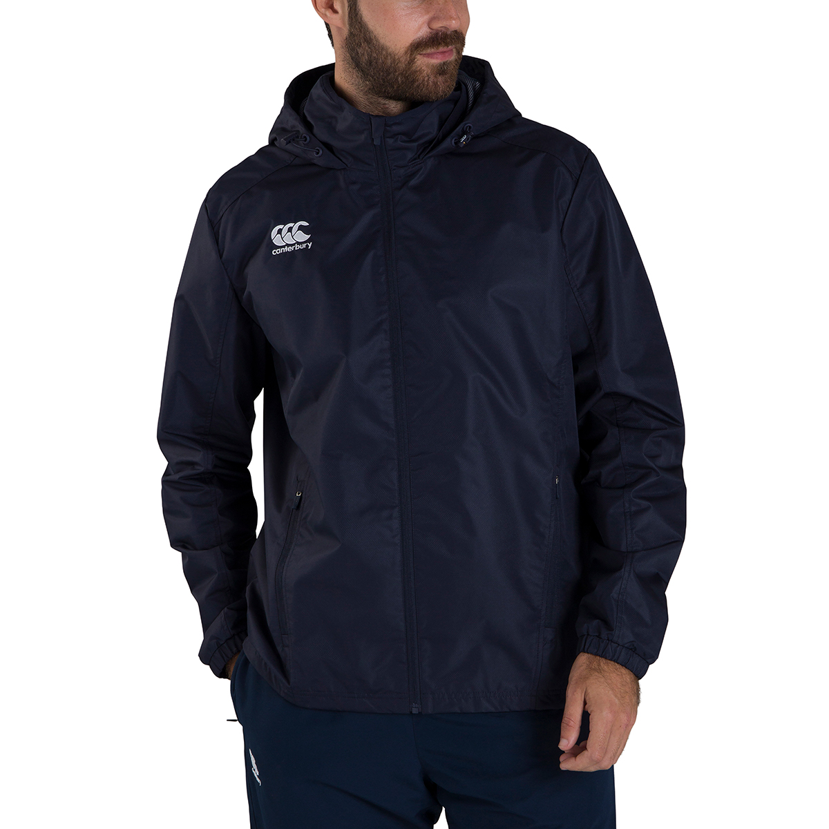 Canterbury Club Vaposhield Full Zip Rain Jacket Navy - Front Canterbury Club Vaposhield Full Zip Rain Jacket Navy - Front