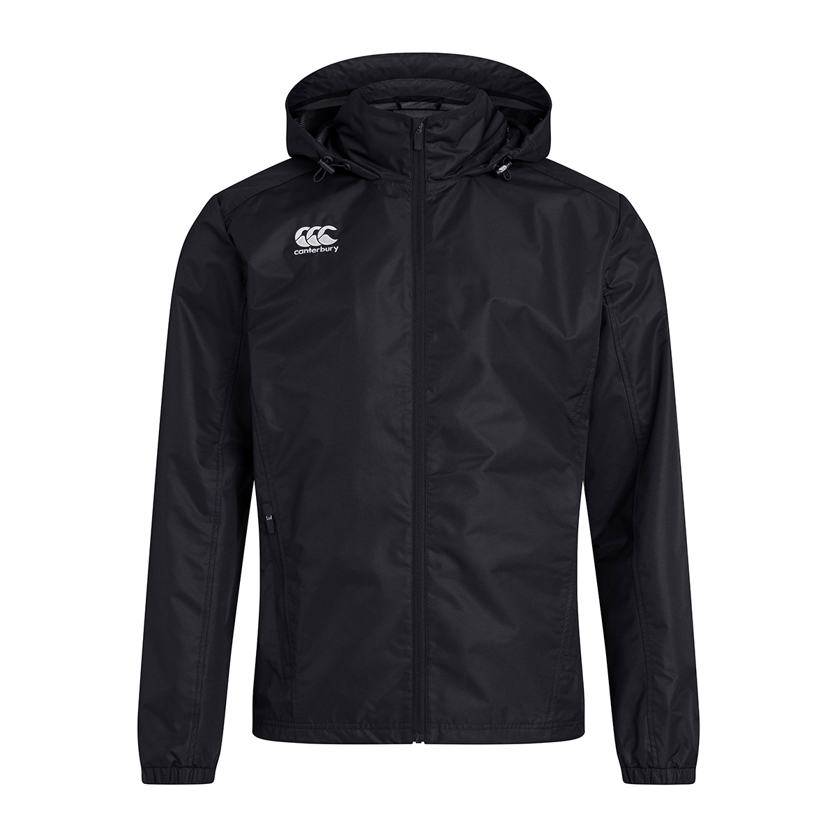 Canterbury Club Vaposhield Full Zip Rain Jacket Black - Front Canterbury Club Vaposhield Full Zip Rain Jacket Black - Front