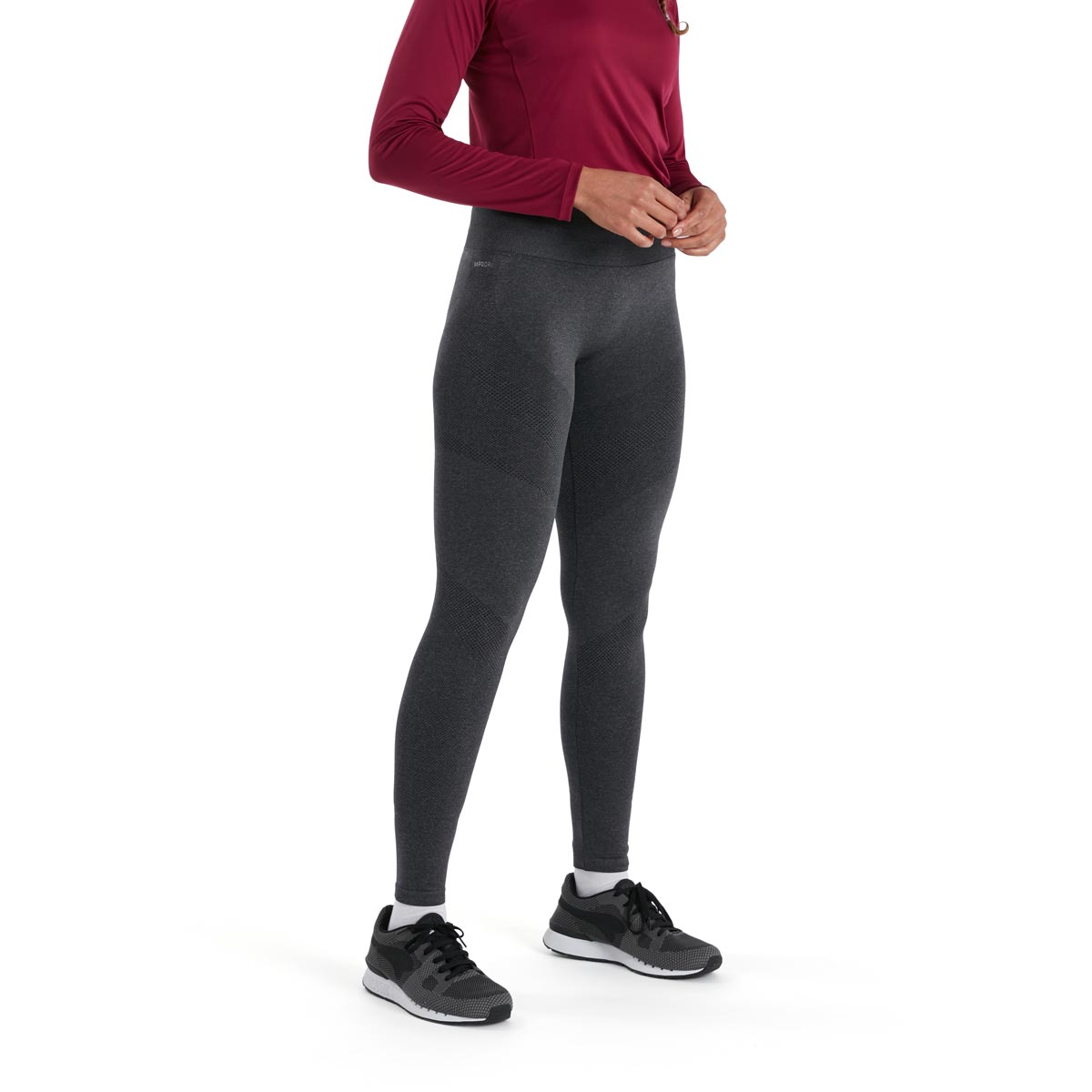 Canterbury Womens Seamless Leggings - Blackened Marl - Model 1 Canterbury Womens Seamless Leggings - Blackened Marl - Model 1