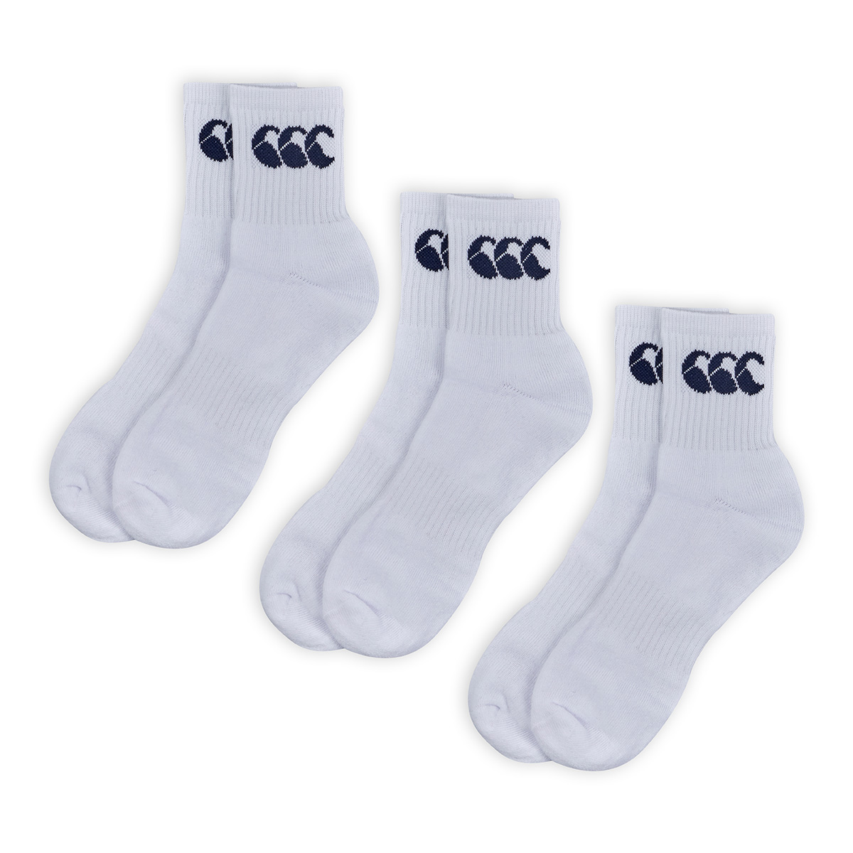 Canterbury Adults 3 Pack Crew Socks - White - 3 Pairs Canterbury Adults 3 Pack Crew Socks - White - 3 Pairs