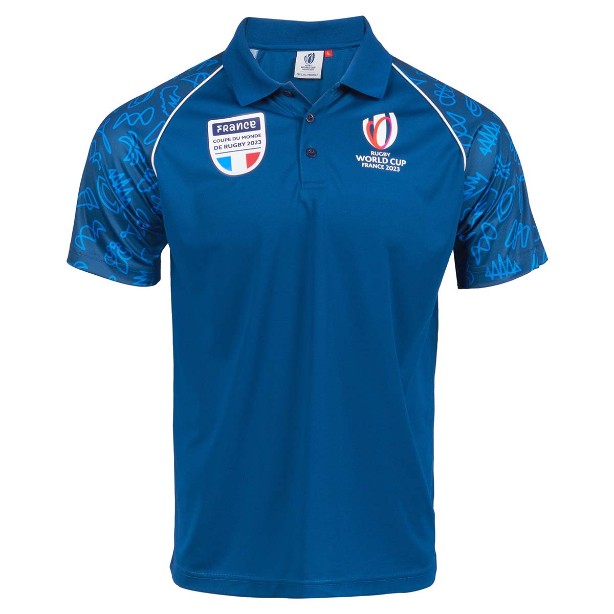 Mens France Rugby World Cup 2023 Polo - Navy - Front Mens France Rugby World Cup 2023 Polo - Navy - Front