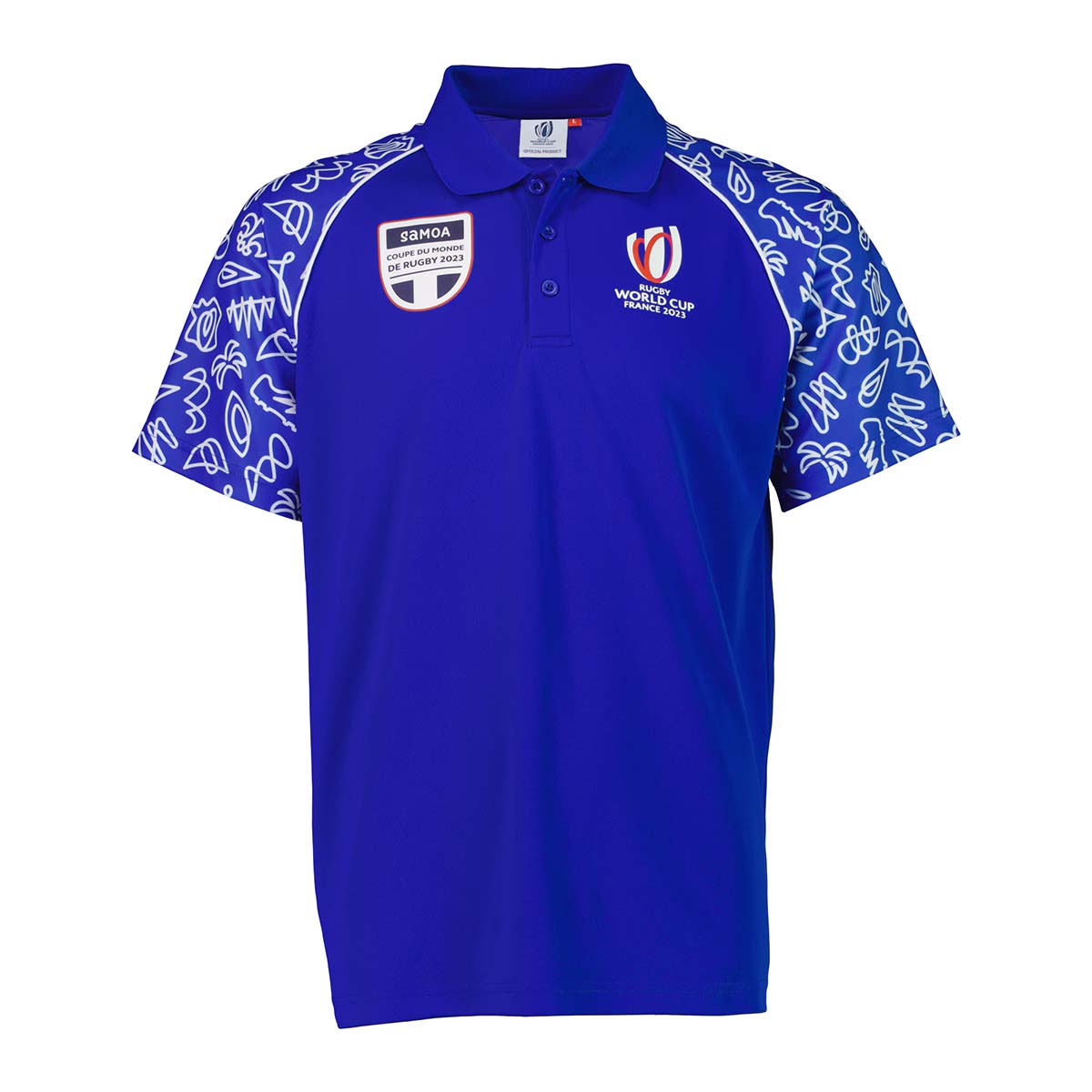 Mens Samoa Rugby World Cup 2023 Polo - Royal - Front Mens Samoa Rugby World Cup 2023 Polo - Royal - Front