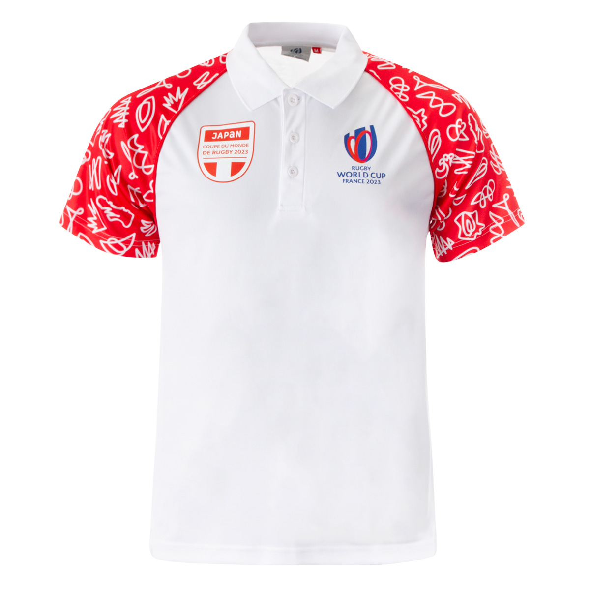 Mens Japan Rugby World Cup 2023 Polo - White - Front Mens Japan Rugby World Cup 2023 Polo - White - Front