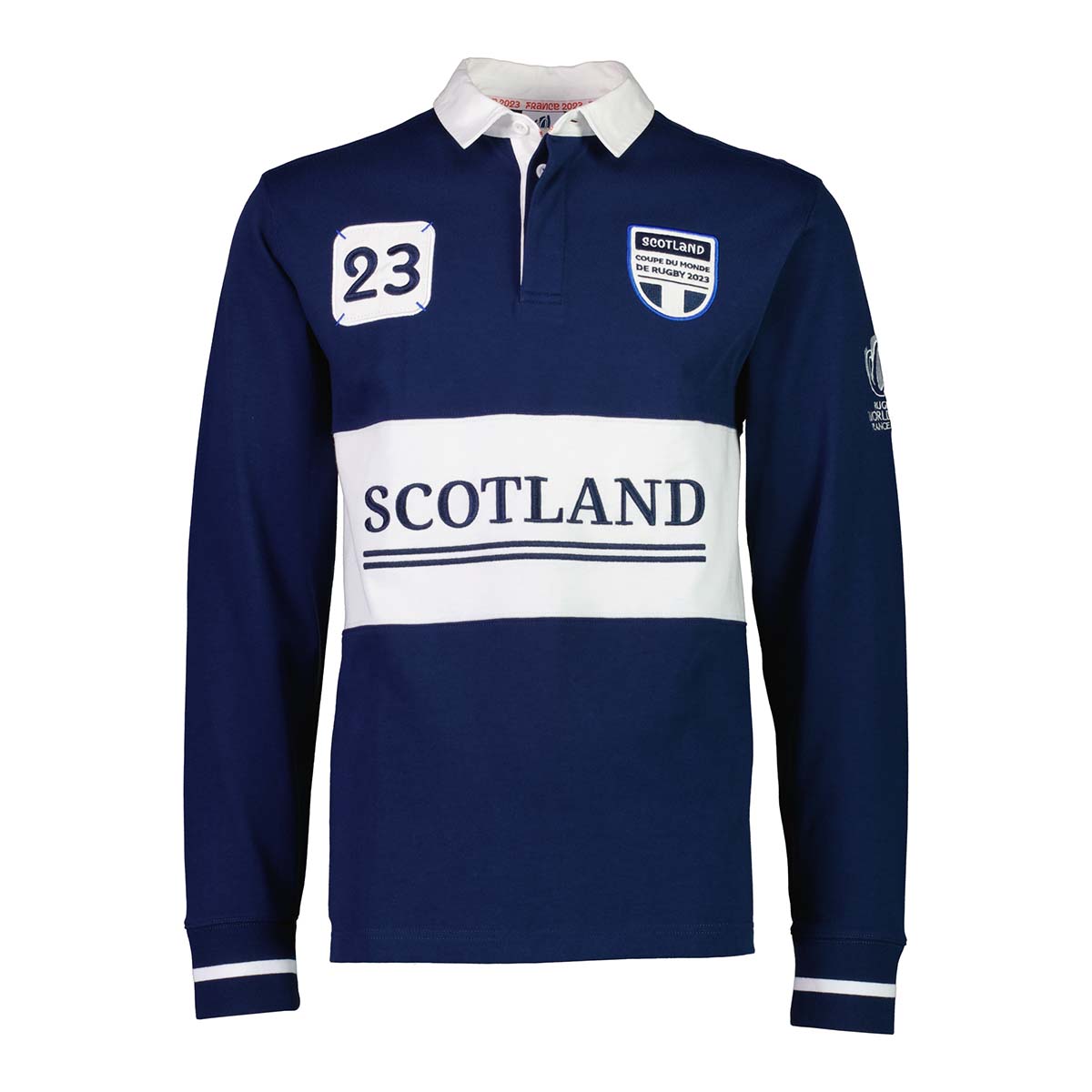 Mens Scotland Rugby World Cup 2023 Rugby Shirt -Navy Long Sleeve Mens Scotland Rugby World Cup 2023 Rugby Shirt -Navy Long Sleeve