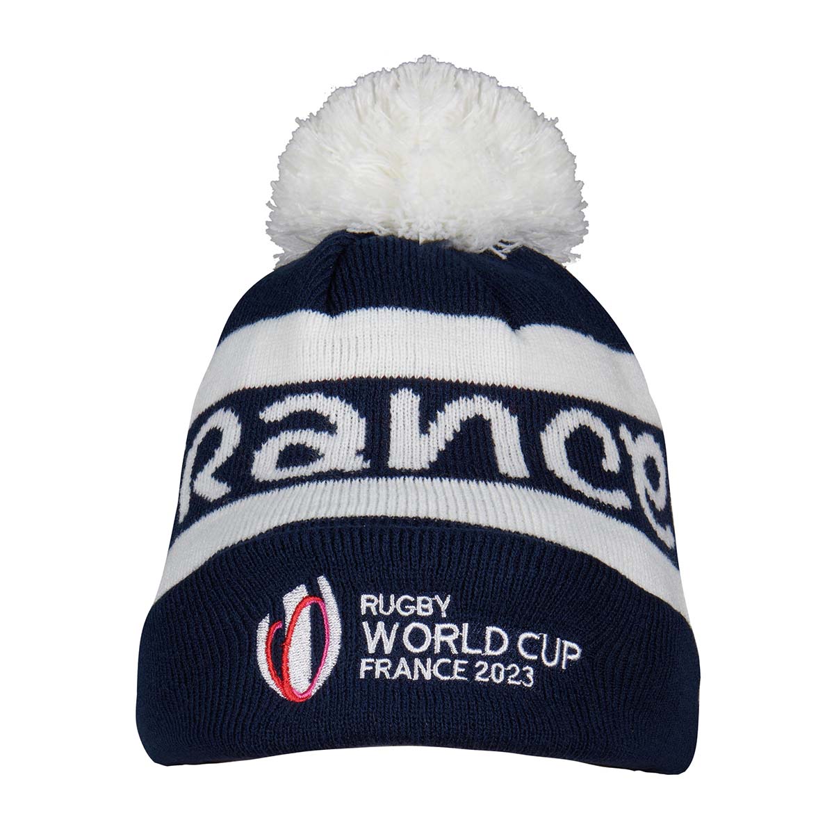 Adults Rugby World Cup 2023 Bobble Beanie - Navy - Front Adults Rugby World Cup 2023 Bobble Beanie - Navy - Front