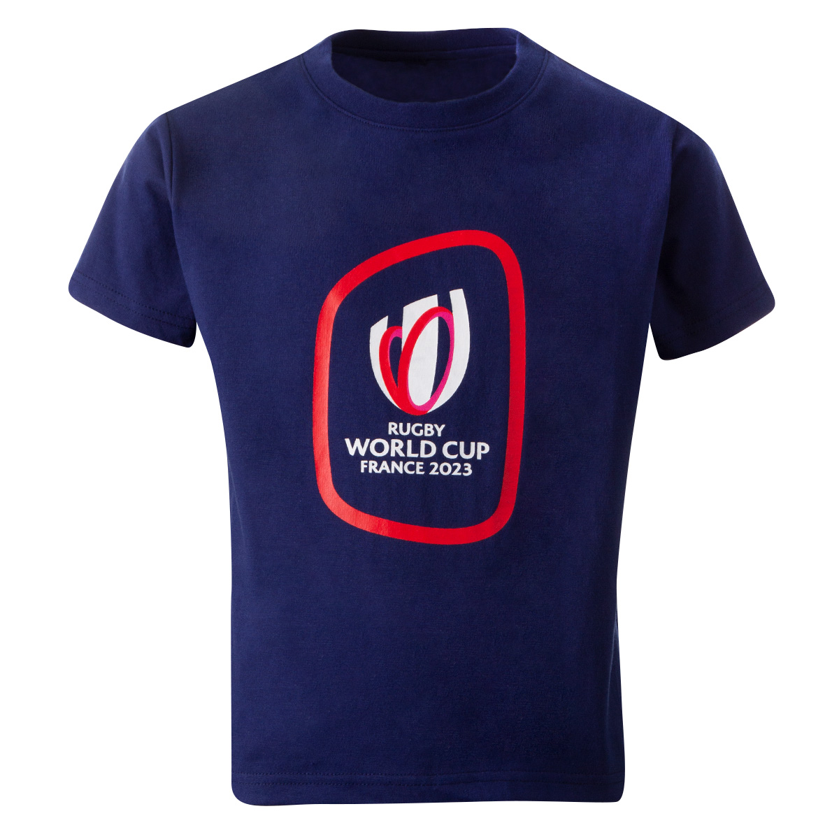 Kids Rugby World Cup 2023 Logo Tee - Navy - Front Kids Rugby World Cup 2023 Logo Tee - Navy - Front
