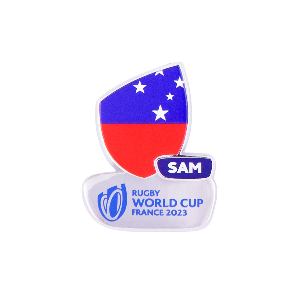 Rugby World Cup 2023 Samoa Flag Pin Badge - Front Rugby World Cup 2023 Samoa Flag Pin Badge - Front