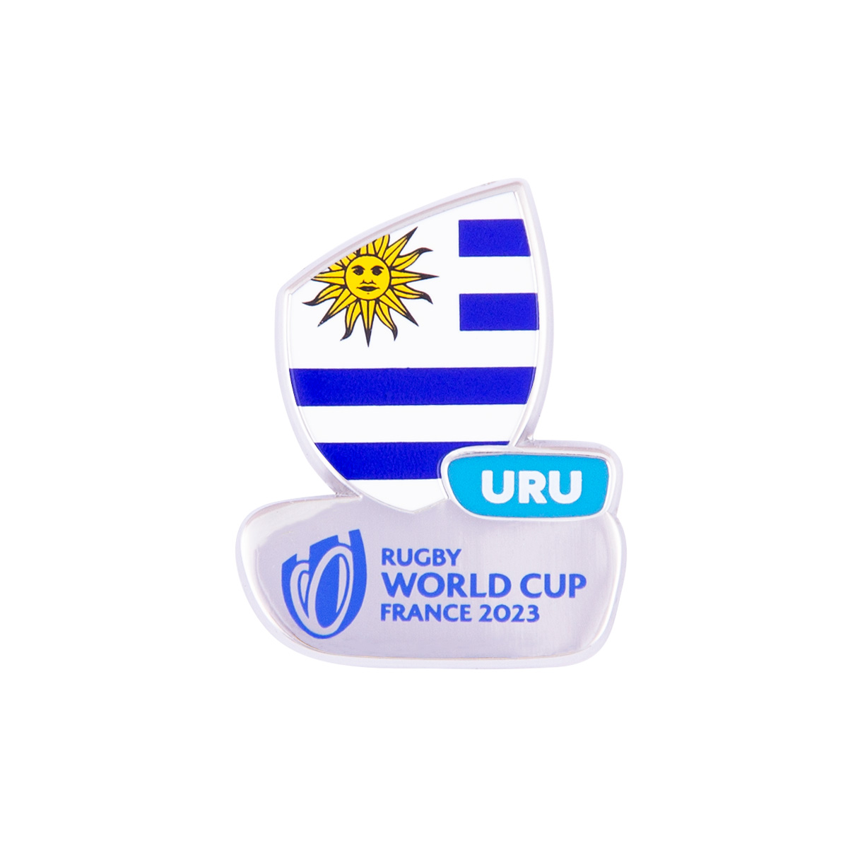 Rugby World Cup 2023 Uruguay Flag Pin Badge - Front Rugby World Cup 2023 Uruguay Flag Pin Badge - Front
